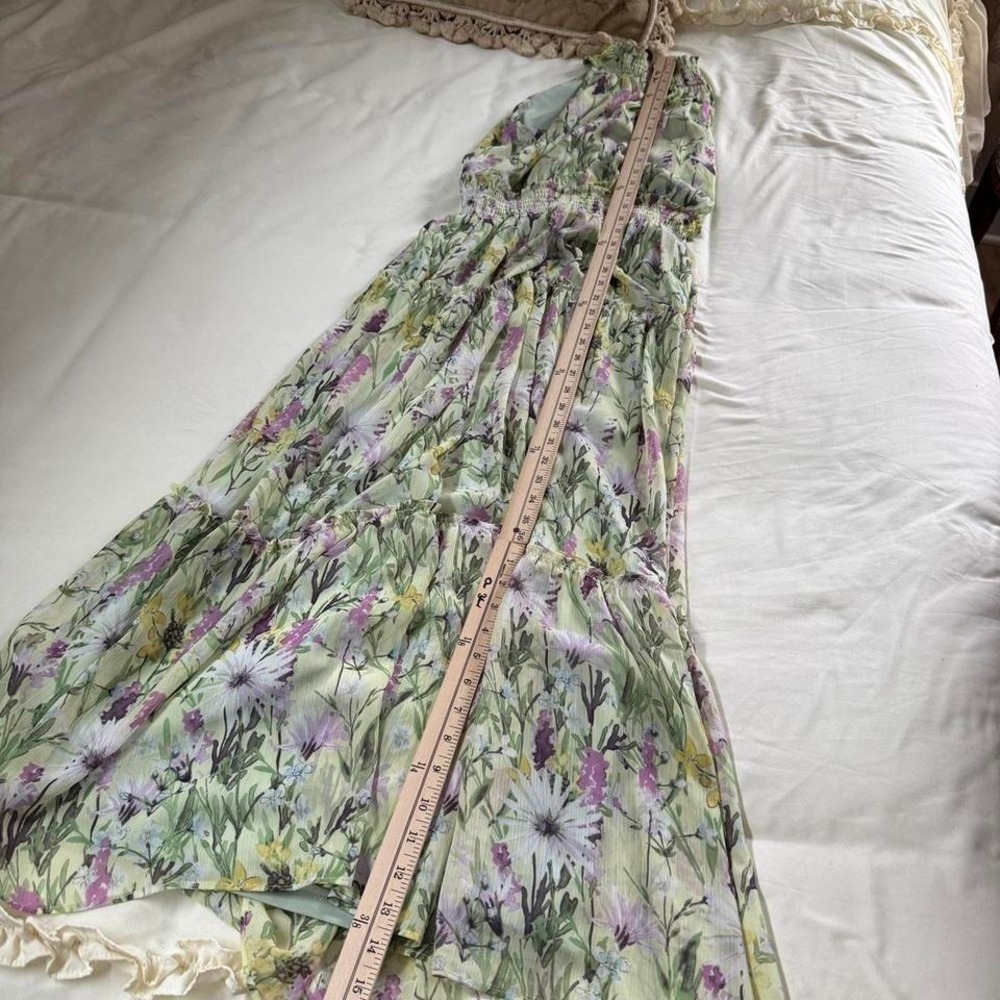 floral maxi dress  Taylor green floral smocked halter maxi dress size 2 - Picture 2 of 6